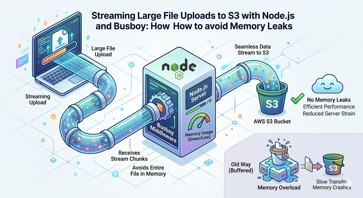 Streaming Large File Uploads to S3 with Node.js and Busboy: How to avoid Memory Leaks