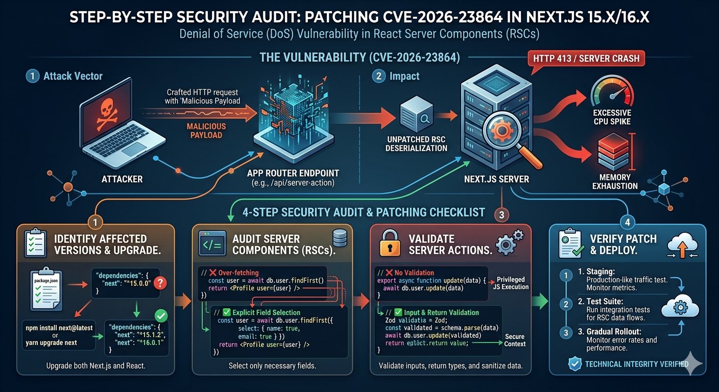 How to Patch CVE-2026-23864 in Next.js 15.x/16.x: A Step-by-Step Security Audit